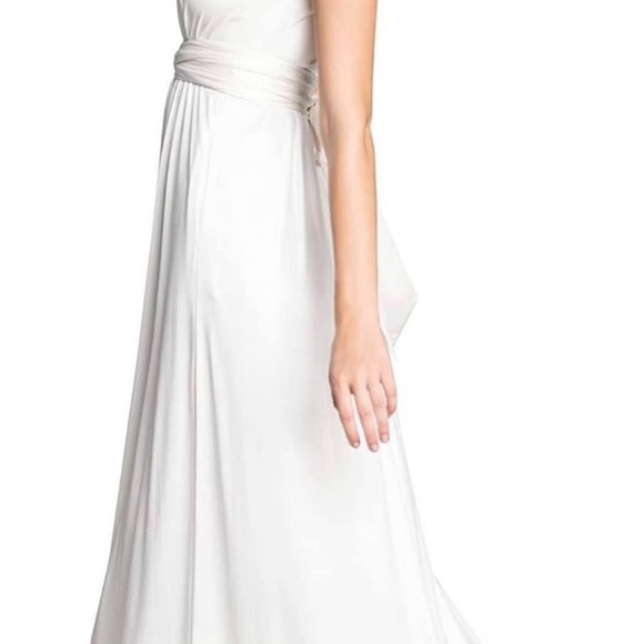 NWT Dress The Population Krista Front-Slit Satin Maxi Medium in Ivory - Picture 2 of 5